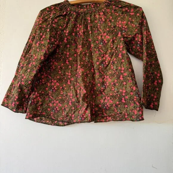 Girls Peek Lightweight Cotton Pink Floral Pullover LS Shirt Size - Picture 2 of 8
